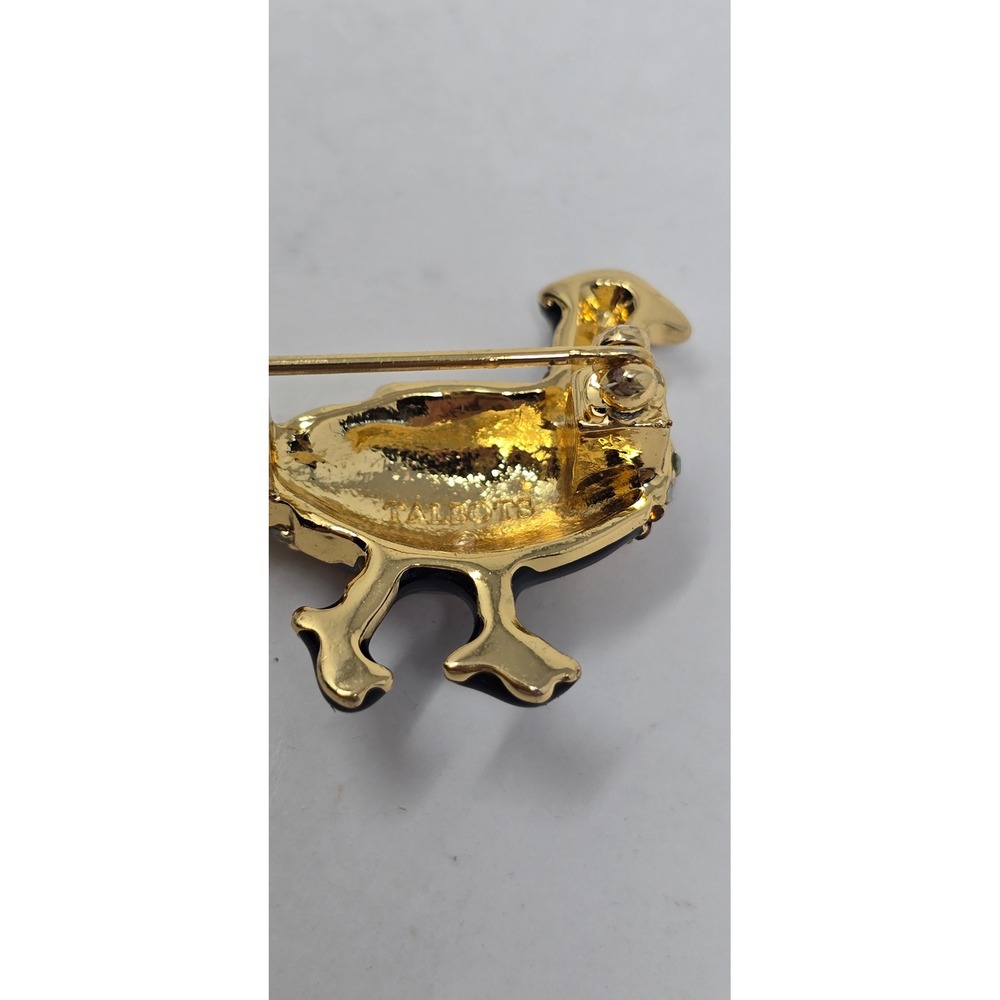Talbots Pheasant bird brooch enamel multicolor rhinestones signed cabincore - Picture 6 of 6